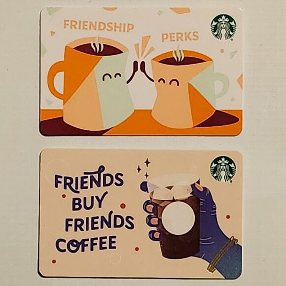 CUTE Starbucks Friendship Gift Cards x 2 2019 Funny Adorable Mugs - Picture 1 of 2